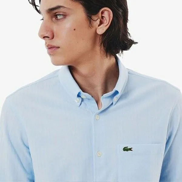 Áo Sơ Mi Nam Lacoste Regular Fit Jacquard Stripe Button Down Jersey CH007 - T01 Màu Xanh Dương Size 40