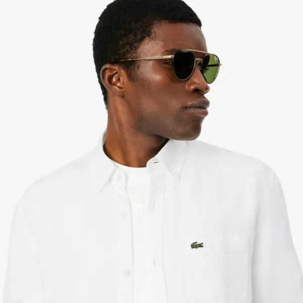 Áo Sơ Mi Nam Lacoste Regular Fit Linen Shirt CH5692 - 001 Màu Trắng Size 38