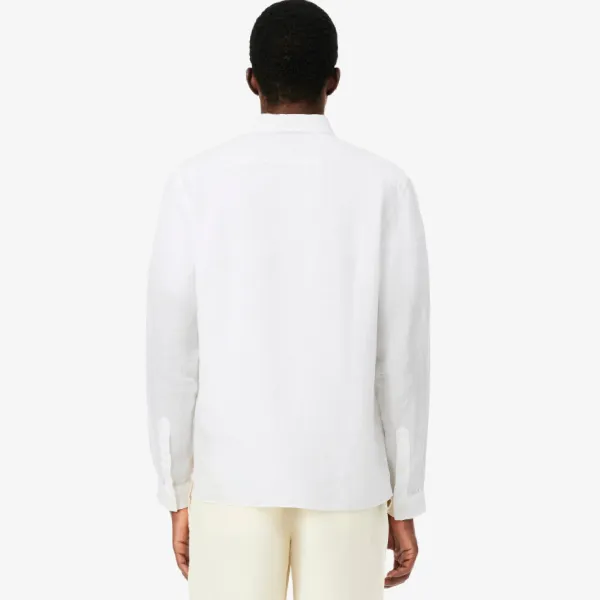 Áo Sơ Mi Nam Lacoste Regular Fit Linen Shirt CH5692 - 001 Màu Trắng Size 38