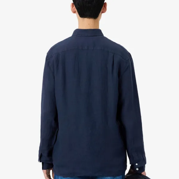 Áo Sơ Mi Nam Lacoste Regular Fit Linen Shirt CH5692 - 166 Màu Xanh Navy Size 38