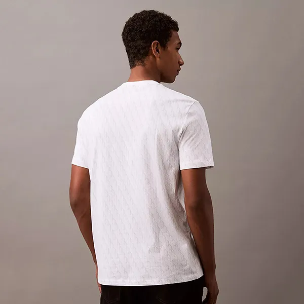 Áo Thun Nam Calvin Klein CK Liquid Touch Allover Monogram Classic T-Shirt 40BC240 - 110 Màu Trắng Size M