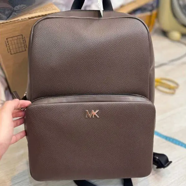 Balo Nam Michael Kors MK Leather Backpacks For Men Màu Nâu
