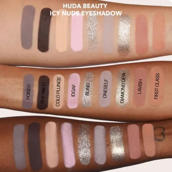 Bảng Phấn Mắt Huda Beauty Icy Nude Eyeshadow 18 Ô Nhũ Và Lì
