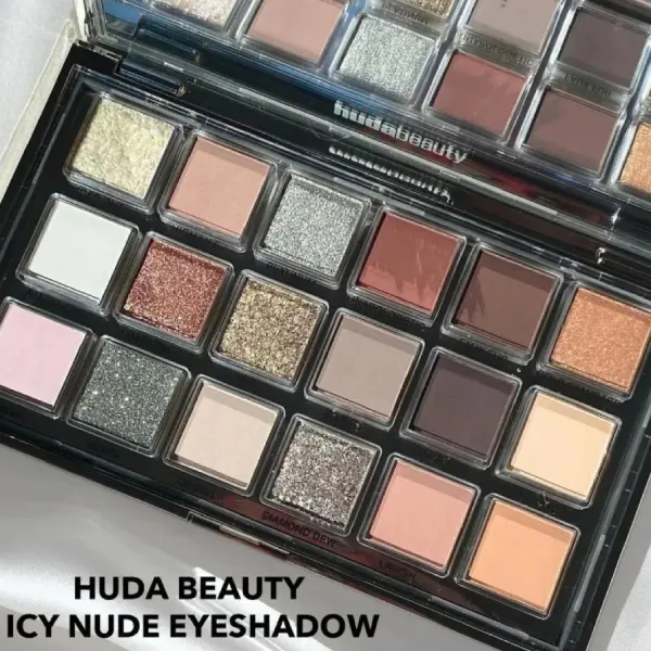 Bảng Phấn Mắt Huda Beauty Icy Nude Eyeshadow 18 Ô Nhũ Và Lì