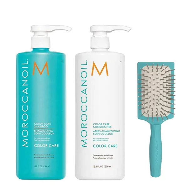 Combo Dầu Gội Và Xả Chăm Sóc Tóc Nhuộm Moroccanoil Color Care (2 x 500ml) + Lược Mini Paddle Brush