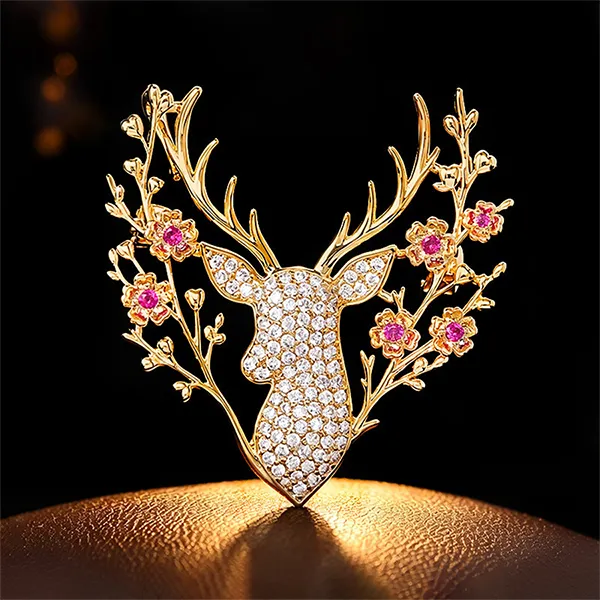 Cài Áo Meri Antler Bloom BR118 Màu Vàng Gold