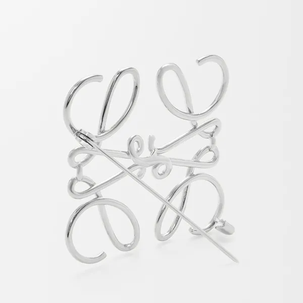 Cài Áo Nữ Loewe Anagram Brooch In Metal Màu Bạc