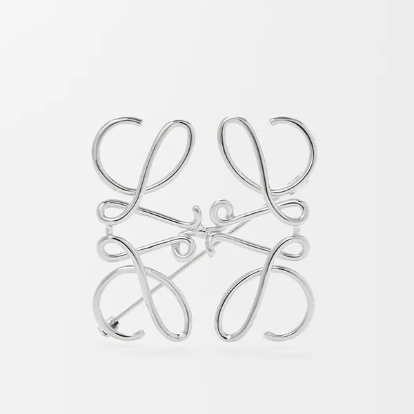 Cài Áo Nữ Loewe Anagram Brooch In Metal Màu Bạc