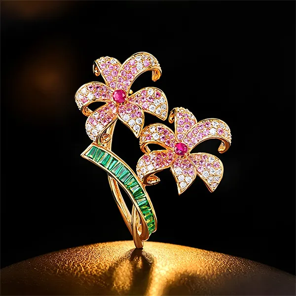 Cài Áo Nữ Meri Blooming Grace BR116 Màu Tím Vàng