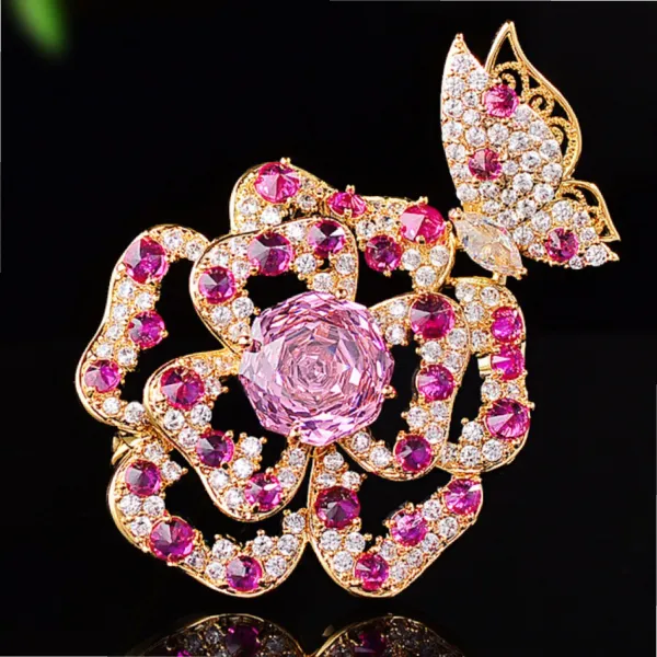 Cài Áo Nữ Meri Blush Butterfly BR129 Màu Vàng Hồng