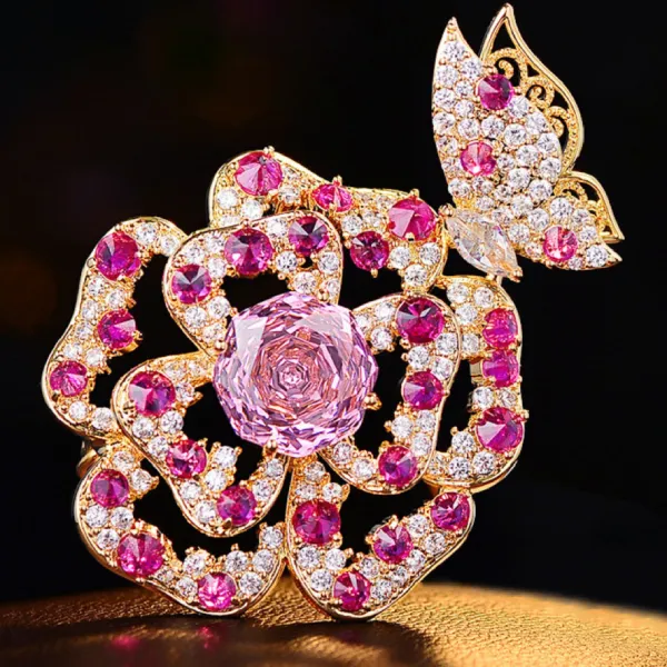 Cài Áo Nữ Meri Blush Butterfly BR129 Màu Vàng Hồng