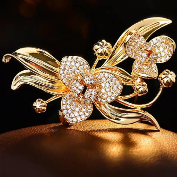 Cài Áo Nữ Meri Trillium Blossom BR123 Màu Vàng Gold
