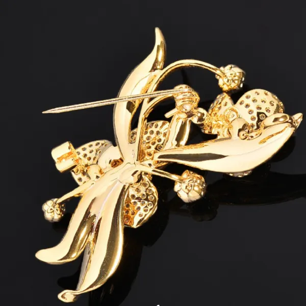 Cài Áo Nữ Meri Trillium Blossom BR123 Màu Vàng Gold