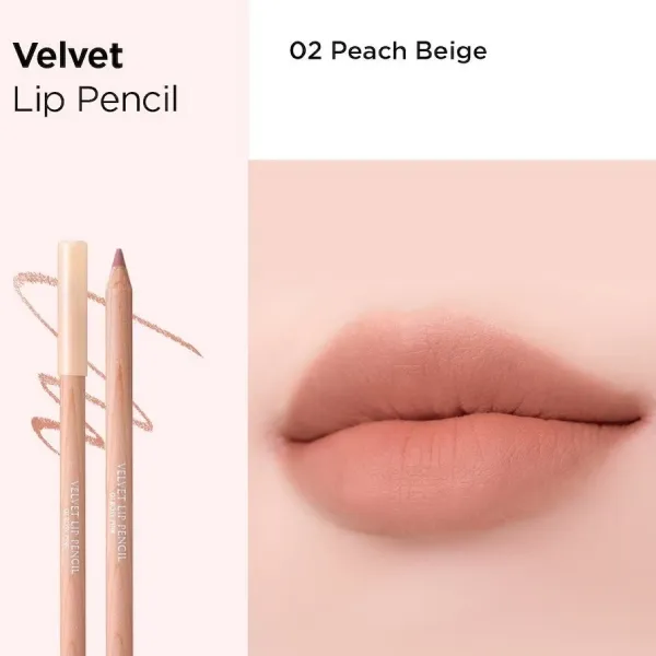 Chì Kẻ Viền Môi Clio Velvet Lip Pencil 02 Peach Beige Màu Be Hồng Đào 1.45g (Kèm Gọt Chì)