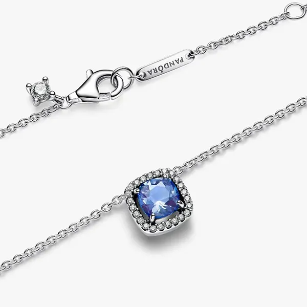 Dây Chuyền Nữ Pandora Sparkling Square Blue Halo Pendant Necklace 393560C01 Màu Bạc/Xanh