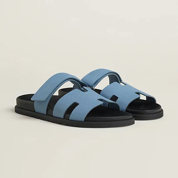 Dép Hermès Chypre Sandal Bleu Jeans H222857ZH3R Màu Xanh/Đen Size 42
