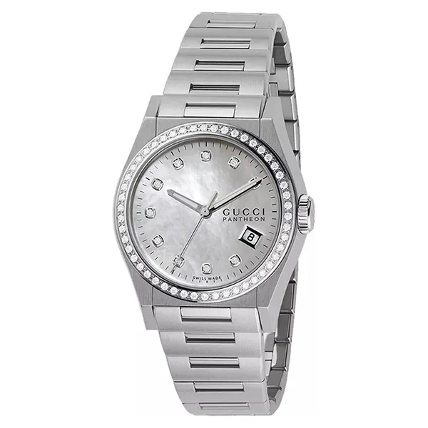 Đồng Hồ Nữ Gucci Pantheon White Mother Of Pearl Watch 36mm Màu Bạc