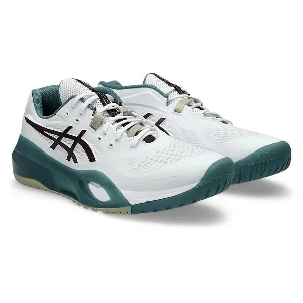 Giày Tennis/Pickleball Nam Asics Resolution Wide 1041A487.104 Màu Trắng - Xanh Green Size 40