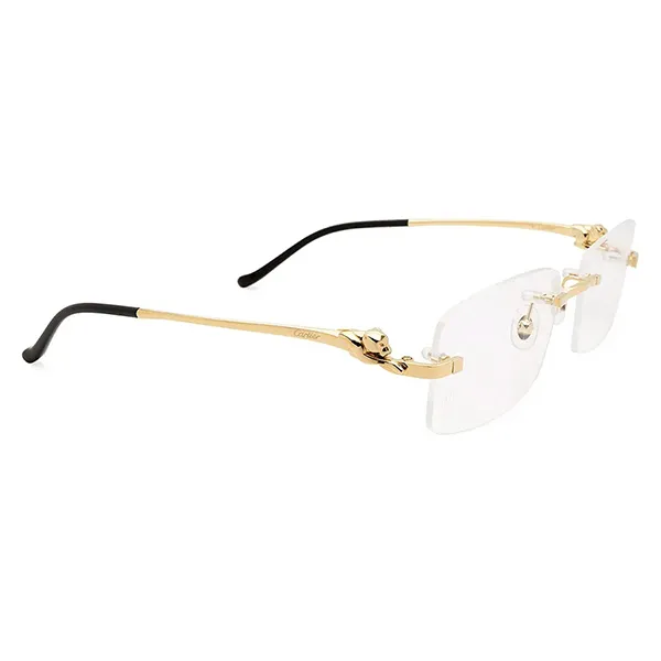 Gọng Kính Cartier Gold Panthère Eyeglasses CT0281O 001 Màu Vàng
