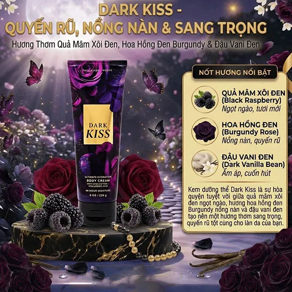 Kem Dưỡng Thể Bath & Body Works BBW Body Cream Dark Kiss 226g