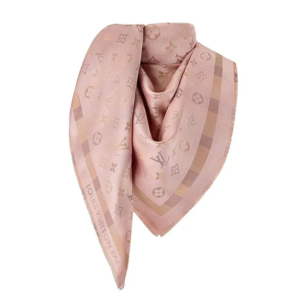 Khăn Choàng Nữ Louis Vuitton LV So Shine Monogram Scarf M98677 Màu Hồng Họa Tiết