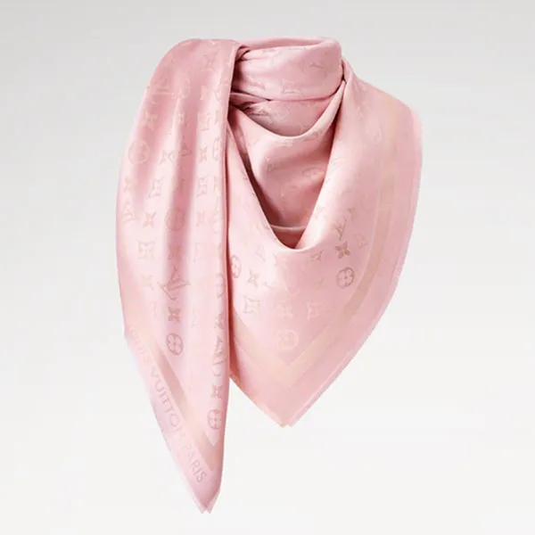 Khăn Quàng Cổ Nữ Louis Vuitton LV Monogram Shine Scarf M98617 Màu Hồng Nhạt