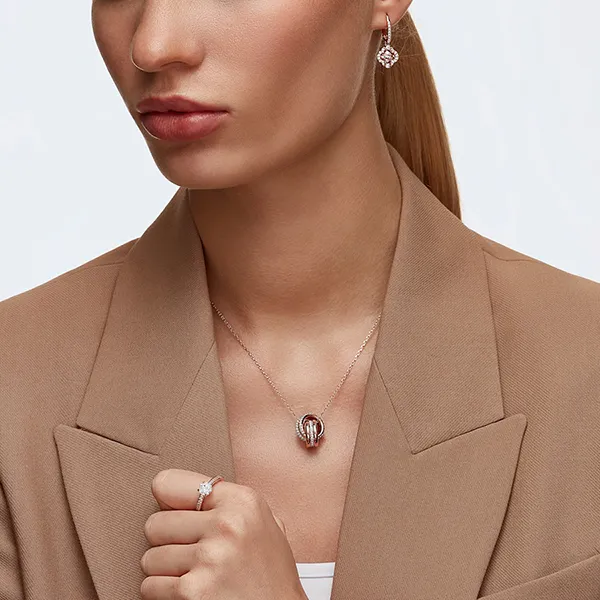 Khuyên Tai Nữ Swarovski Una Drop Earrings 5516477 Màu Vàng Hồng