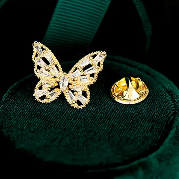 Cài Áo Nữ Meri Yellow Butterfly BR527 Màu Vàng Gold