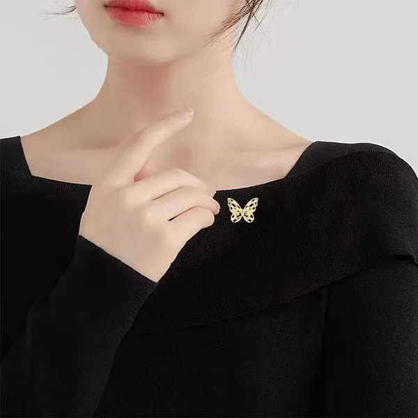 Cài Áo Nữ Meri Yellow Butterfly BR527 Màu Vàng Gold
