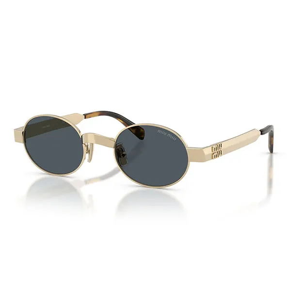 Kính Mát Unisex Miu Miu Sunglasses 0MU B51S ZVN70B Pale Gold Dark Grey Màu Xám Vàng