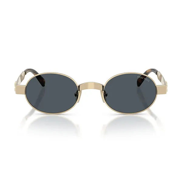Kính Mát Unisex Miu Miu Sunglasses 0MU B51S ZVN70B Pale Gold Dark Grey Màu Xám Vàng