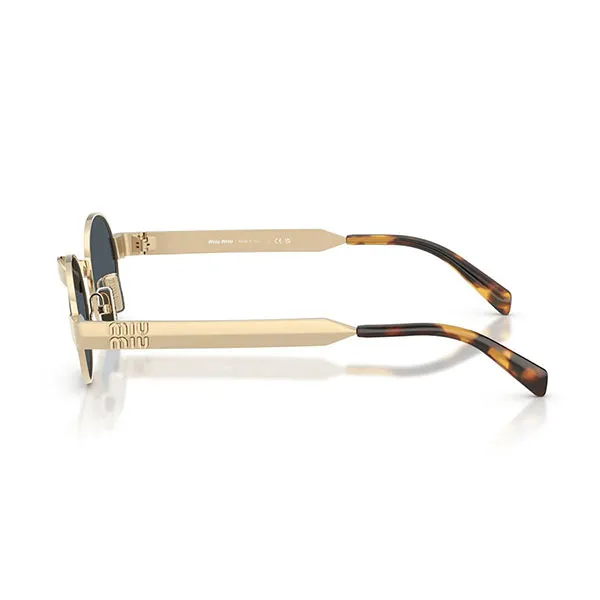 Kính Mát Unisex Miu Miu Sunglasses 0MU B51S ZVN70B Pale Gold Dark Grey Màu Xám Vàng
