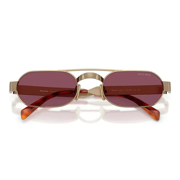 Kính Mát Unisex Miu Miu Sunglasses 0MU B52S 7OE30Y Brass Dark Violet Màu Tím Vàng