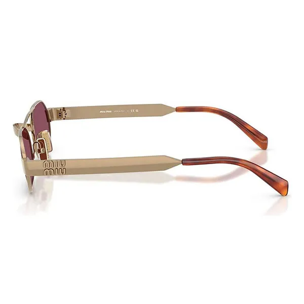 Kính Mát Unisex Miu Miu Sunglasses 0MU B52S 7OE30Y Brass Dark Violet Màu Tím Vàng