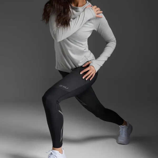 Quần Chạy Bộ Nữ 2XU Ignition Shield Compression Tights WA6312b-BLK/BRF Màu Đen Size S