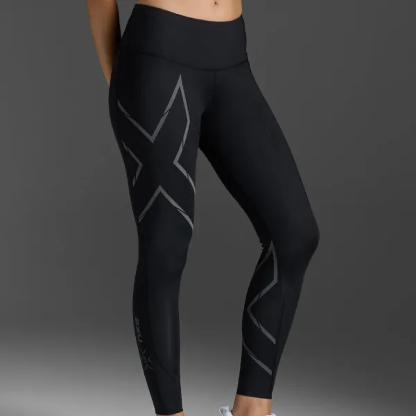 Quần Chạy Bộ Nữ 2XU Light Speed Mid-Rise Compression Tights WA6523b-BLK/BRF Màu Đen Size S