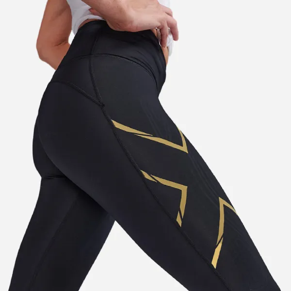 Quần Chạy Bộ Nữ 2XU Light Speed Mid-Rise Compression Tights WA6523b-BLK/GRF Màu Đen Size S