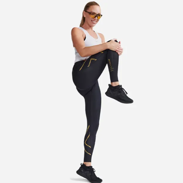 Quần Chạy Bộ Nữ 2XU Light Speed Mid-Rise Compression Tights WA6523b-BLK/GRF Màu Đen Size S