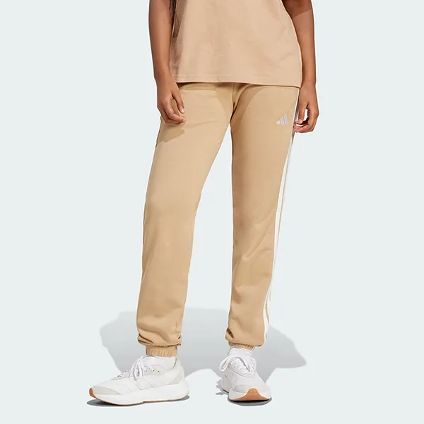 Quần Dài Nữ Adidas Essentials 3-Striped Fishbone Knit Fabric Ribbed Cuff Pants JX7661 Màu Nâu Size XS