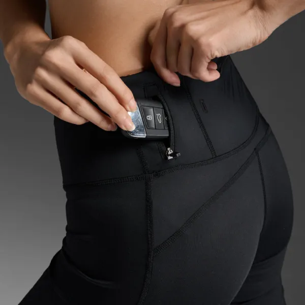 Quần Short Chạy Bộ Nữ 2XU Light Speed Mid-Rise Compression Shorts WA6593b-BLK/GRF Màu Đen Size S