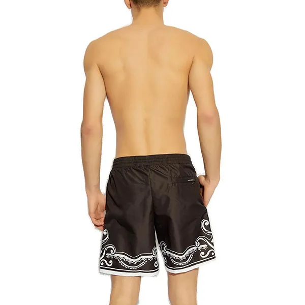 Quần Short Nam Dolce & Gabbana D&G Bandanna Printed Mid-Length Swim Trunks M4A13TFIM5K Màu Nâu Đen Size XS