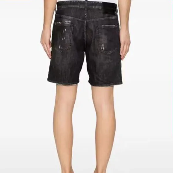 Quần Short Nam Dsquared2 Belt-Loop Distressed Màu Xám Đen Size 44