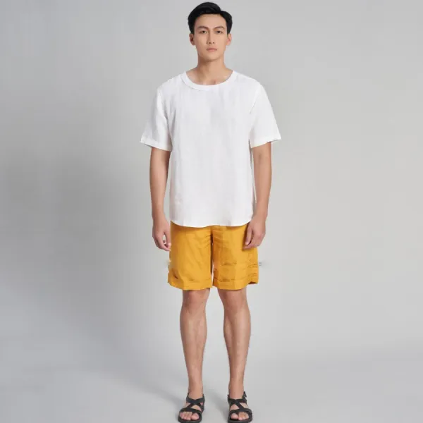 Quần Short Nam F2 Fashion & Freedom Linen Holidays Vibes SN38-V-29-0323 Màu Vàng Size 29