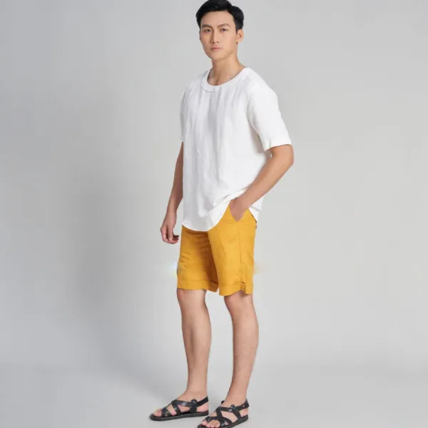 Quần Short Nam F2 Fashion & Freedom Linen Holidays Vibes SN38-V-29-0323 Màu Vàng Size 29
