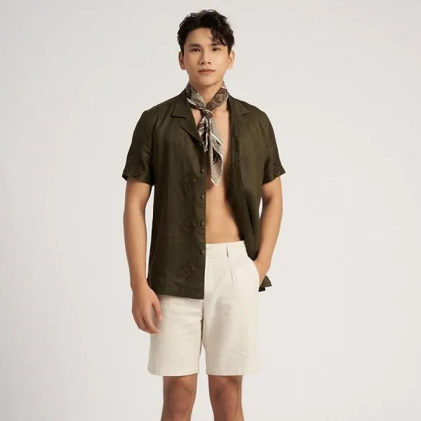 Quần Short Nam F2 Fashion & Freedom Linen SN22-XK-29-0820 Màu Be Xám Size 29