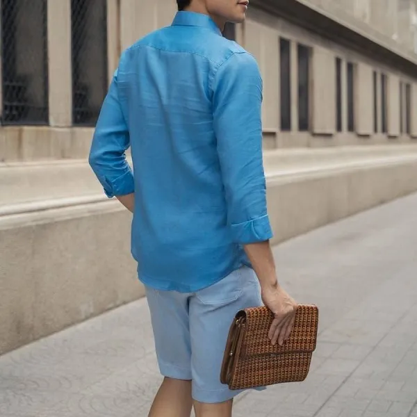 Quần Short Nam F2 Fashion & Freedom Linen SN28-X-S-0319 Màu Xanh Size S