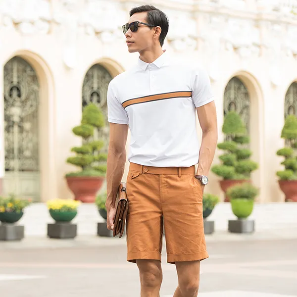 Quần Short Nam F2 Fashion & Freedom Linen SN31-BD-28-1021 Màu Nâu Bò Size 28