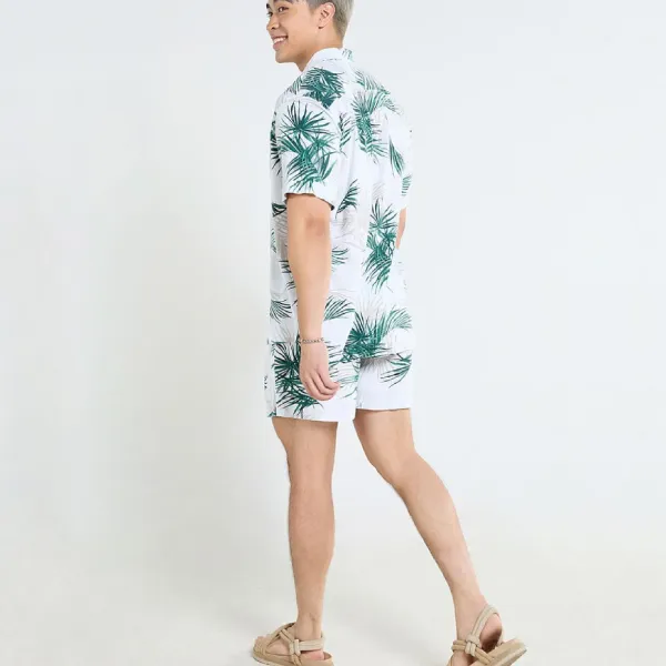 Quần Short Nam F2 Fashion & Freedom Linen Tender Drit SN42-TRANG LC-S-1124 Màu Trắng Lá Cọ Size S