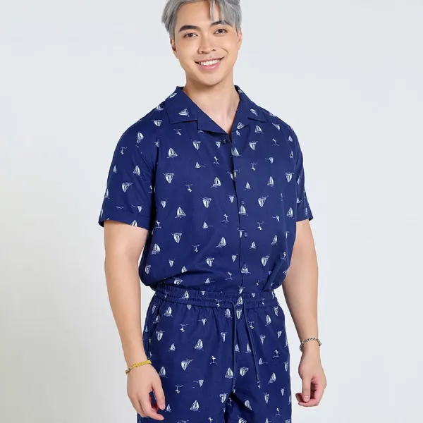 Quần Short Nam F2 Fashion & Freedom Linen Tender Drit SN42-XDT-S-1124 Màu Xanh Size S