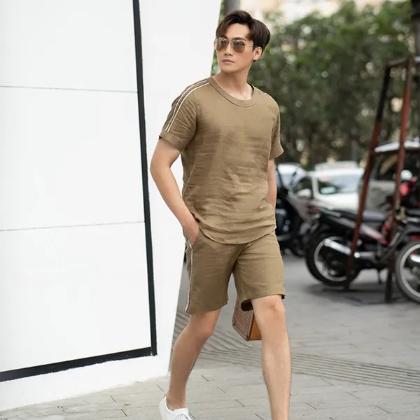 Quần Short Nam F2 Fashion & Freedom Men's Moss Green Tender Shorts SN34-REU-29-0922 Màu Xanh Rêu Đậm Size 29